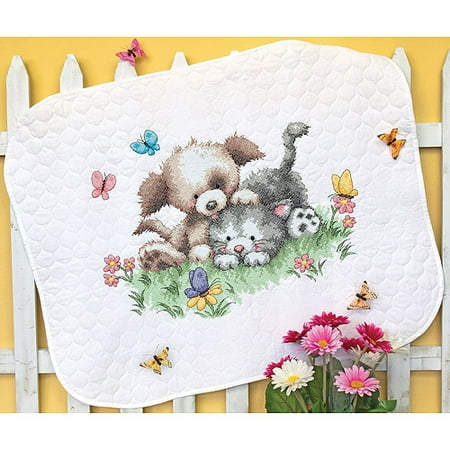Dimensions Pet Friends Baby Quilt Stamped Cross Stitch Kit, 43" x 34"