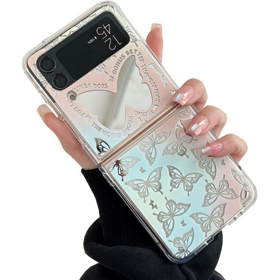 for Samsung Galaxy Z Flip 4 Case with Butterfly, Cute Z Flip 4 Case for Girls Women, Slim Shockproof Anti-Drop Protective Phone Cover for Samsung Galaxy Z Flip 4 5G 2022