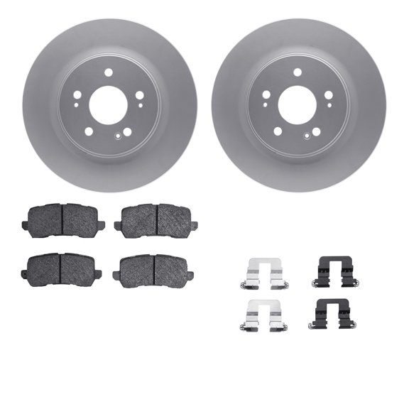Dynamic Friction Company Rear Geospec Brake Rotors with 5000 Advanced Brake Pads includes Hardware 4512-59198