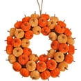 thumbnail image 2 of Fall Wreaths for Front Door, 15.7 inchs Autumn Wreath with Hangers Pumpkin Autumn Harvest Wreath Fall Decorations for Home Ideal Thanksgiving Wall Window Party Decor Indoor Outdoor（Orange）, 2 of 5