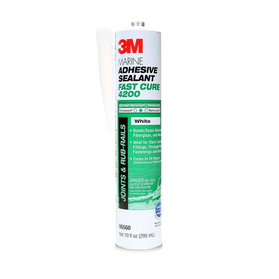 3M Marine Adhesive Sealant 4200FC Fast Cure White 3 oz Tube  - 6EA