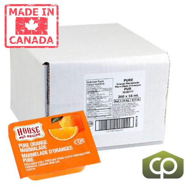 House Recipe CL Orange Marmalade 16ML (200/Case) - 0.54 oz (7.1 lbs)- Canadian Made