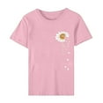 thumbnail image 5 of Busydd Womens Summer Tops Casual Round Neck Short Sleeve T-Shirt Tops Fashion Floral Basic Loose Fit Tees, 5 of 6
