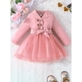 thumbnail image 2 of xiaxaixu Robe d'Automne pour Filles, Robe Décontractée Trapèze, Manches Longues, Col à Revers, Robe en Tulle à Empiècements avec Ceinture, 2 of 8