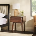 thumbnail image 3 of Walker Edison Mid-Century Modern Solid Wood 1-Drawer Nightstand, Walnut, 3 of 15