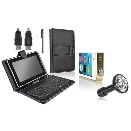 INSTEN Black Leather Keyboard Case+Clear Dust Cap For Asus Google Nexus 7 (Designed for Nexus 7 2012 edition ONLY)