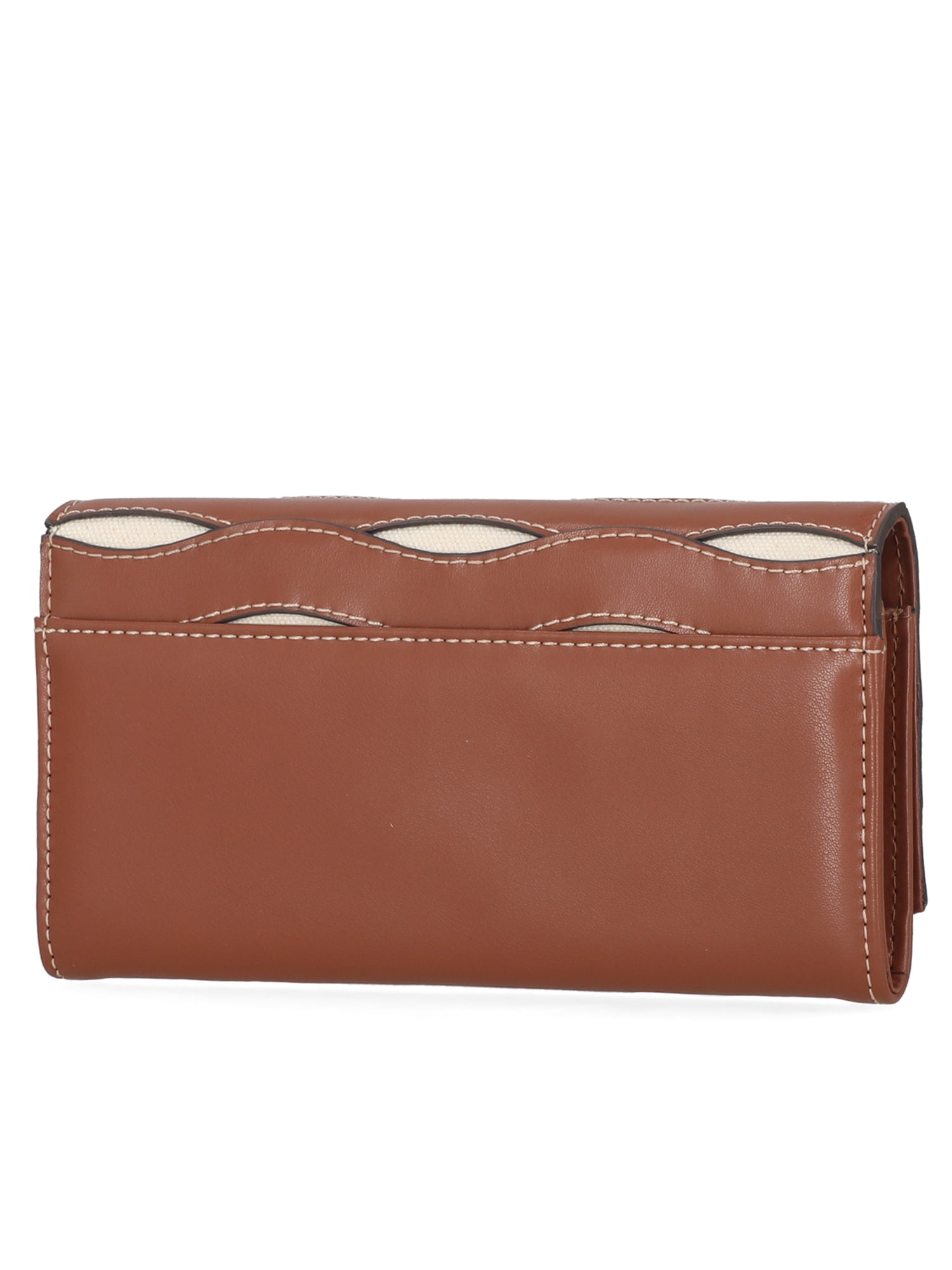 Free Assembly Women's Avery Cut Out Clutch Wallet, Cognac Brown and Cream