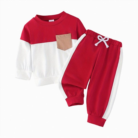 Gibobby Toddler Boy Clothes 2Pcs Outfit Set Boy Outfit Kids Pullover Sweatshirt Pants Fall Winter Clothes for 2T 3T 4T 5T 6T 7T Boys(2-3 Years,Red)
