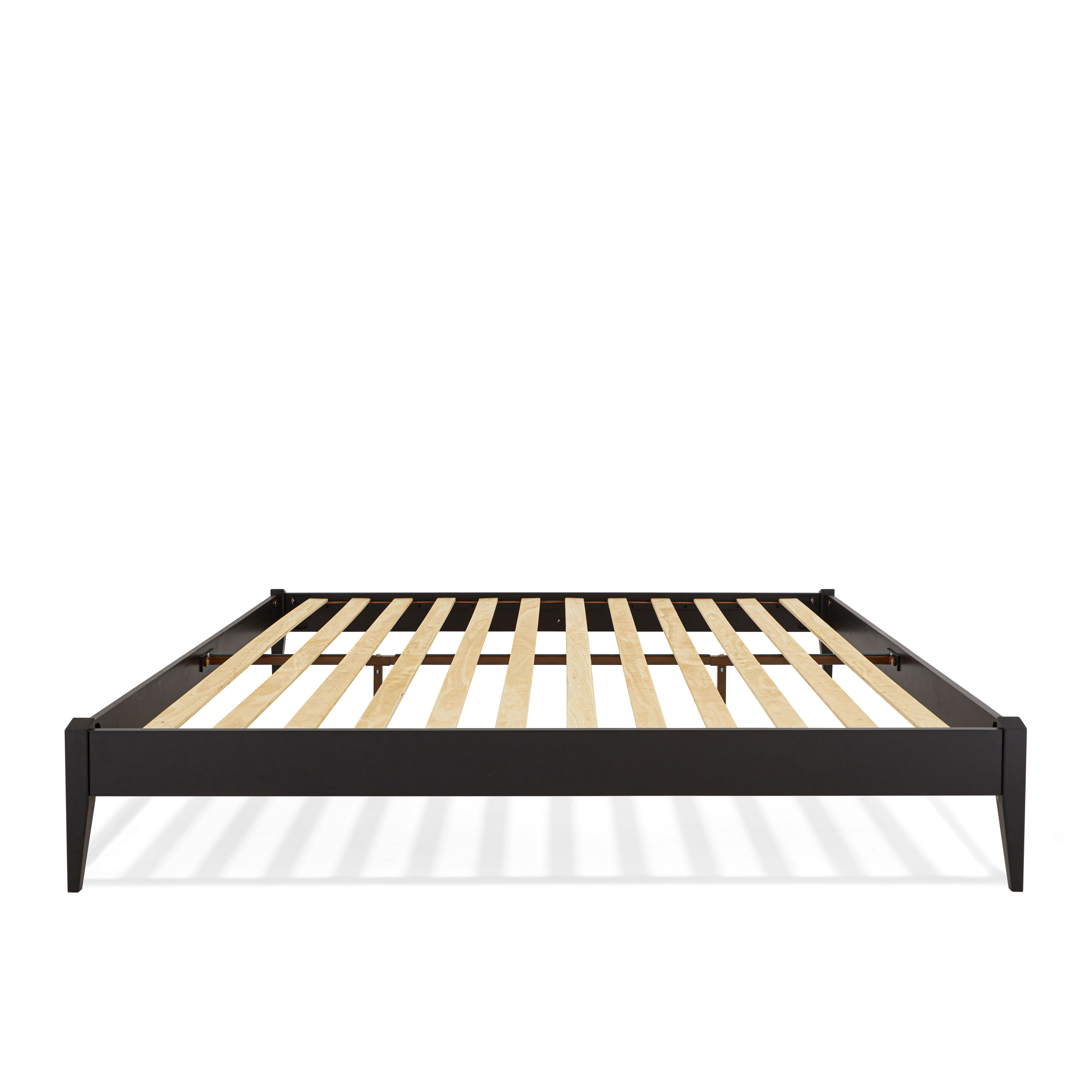 Keelin 15" King Size Platform Bed Frame, Modern, Solid Wood Bed, Ivory Black