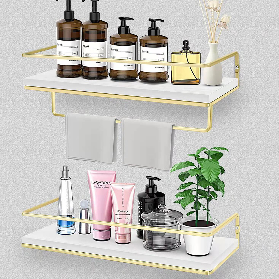 Floating Bathroom Shelves,Set of 2 Wall Mounted Storage Shelves with