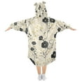 thumbnail image 2 of FORMRS Wearable Blanket Hoodie with Sleeves for Kids Cozy Flannel Sweatshirt, Small Black Flowers, 2 of 7