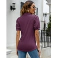 thumbnail image 7 of ZHENWEI Women Casual V-Neck Polo T-Shirts Loose Puff Short-Sleeve Tops Button Down Collared Tunic Blouse, 7 of 7