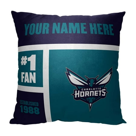 The Northwest 1NBA-69501-0031-RET 18 x 18 in. NBA Charlotte Hornets Colorblock Personalized Throw Pillow