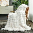 thumbnail image 2 of Faux Fur Plush Throw Blanket Soft Fluffy Bubble Blanket for Couch, Sofa Bedroom, 2 of 5