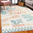 thumbnail image 3 of Adventure Decorative Rug, Various Words on Happiness and Self Value Uplifting Phrases Being Who You Are, Quality Carpet for Bedroom Dorm and Living Room, 6 Sizes, Pale Cinnamon, by Ambesonne, 3 of 4