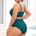 thumbnail image 3 of Plus Size 2 Piece Swimsuit High Waisted Bikini Control Bathing Ribbed 2026 Swimwear Womens Bathing Suits Shorts Set Sports Swimsuits for Women with Zipper in Back Womens Swim Shorts 2x Woman Swimsuit, 3 of 4