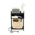 thumbnail image 5 of Furinno Moretti USB and Type-C Charging Port Open Storage Side Table with Metal Frame, Americano, 5 of 6