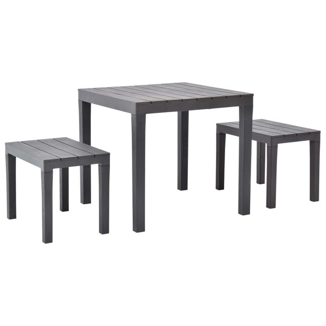 vidaXL Table de Jardin avec 2 Bancs Plastique Brun
