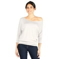 thumbnail image 3 of Dolman Tops for Women Sexy Off The Shoulder Tops Banded Waistband Shirts 3/4 Sleeves Regular and Plus Size Tops, 3 of 6