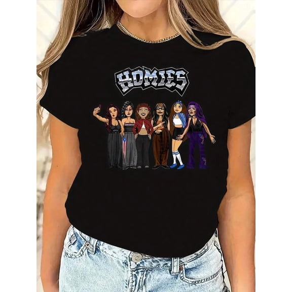 Homies Selfie Squad T-Shirt - Fun Cartoon Design - Stylish Tee For Women - Ideal Gift For Besties