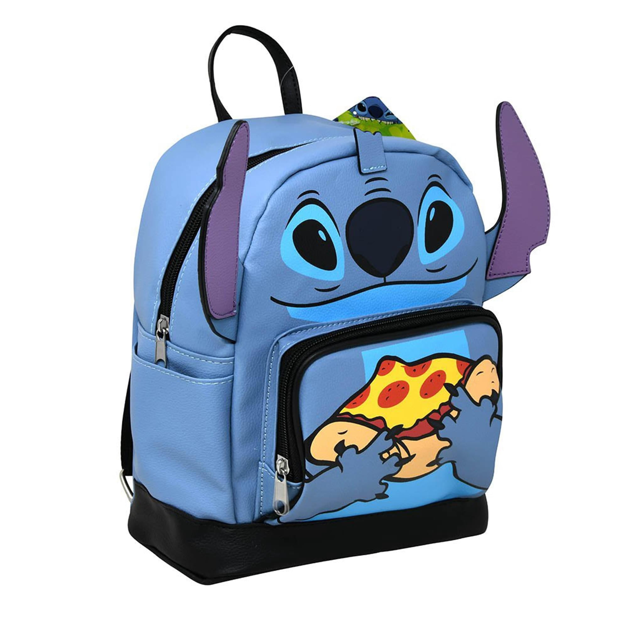 Lilo and Stitch Mini Backpack for Adults and Teens Womens Double Strap Shoulder Bag (Blue Pizza)