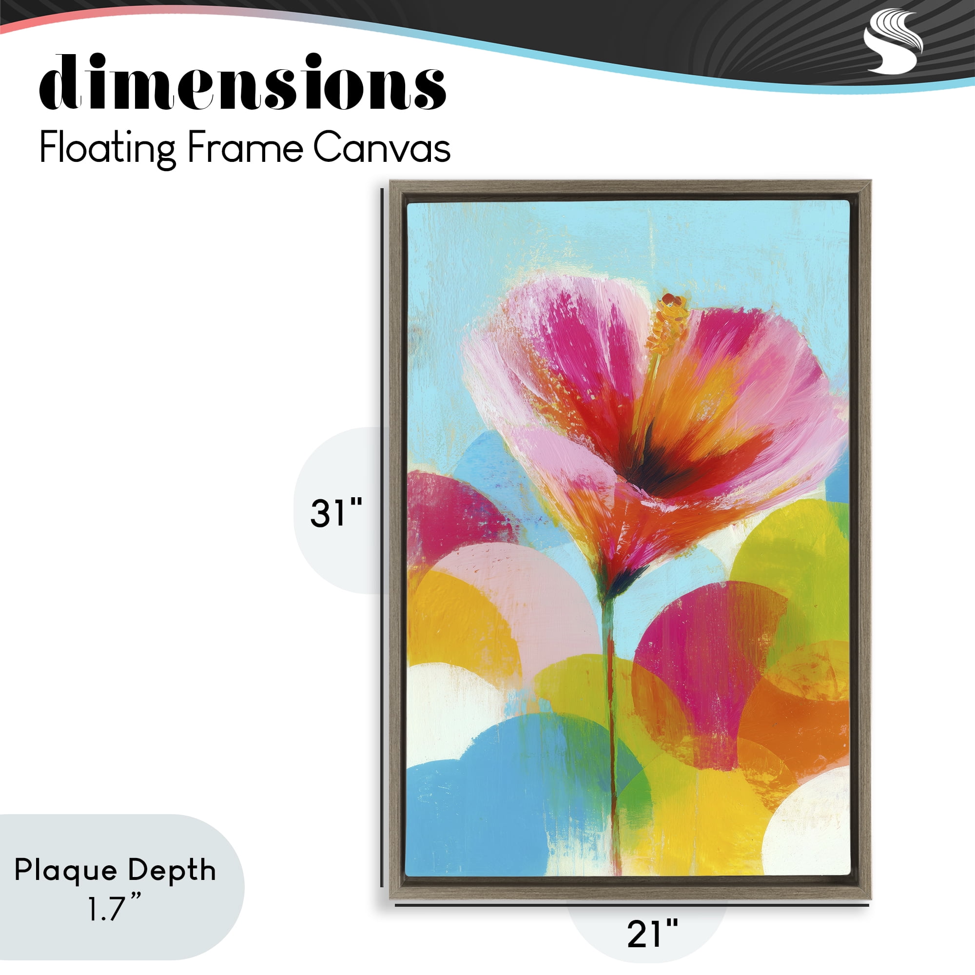 Stupell Industries Hibiscus In The Sun Brown Framed Floater Canvas Wall Art, design by Chromatic Storm Studio