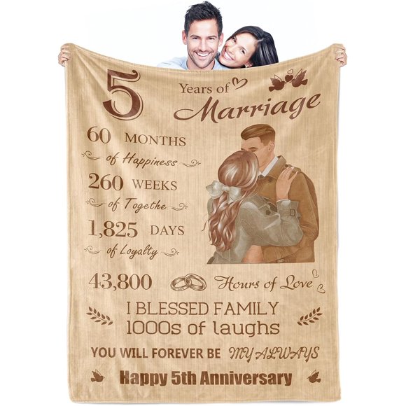 LHSHID Wedding Anniversary Couples Gifts Blanket Flannel Soft and Comfortable Anti static Bed Sofa Blanket 50x60in