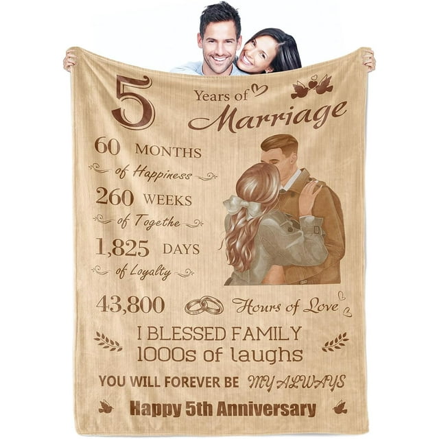 LHSHID Wedding Anniversary Couples Gifts Blanket Flannel Soft and Comfortable Anti static Bed Sofa Blanket 50x60in