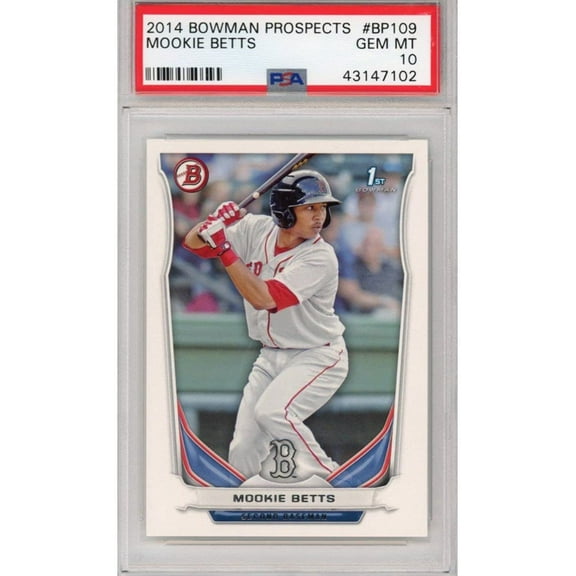 Graded 2014 Bowman Prospects Mookie Betts #BP109 Rookie RC Baseball Card PSA 10 Gem Mint