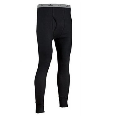 Indera Men's Cotton Waffle Knit Heavyweight Thermal Underwear Pant, Black, Medium
