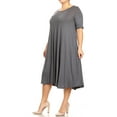 thumbnail image 3 of Women's Elegant Plus Size Midi Dress A-Line Design with Short Sleeves, 3 of 5