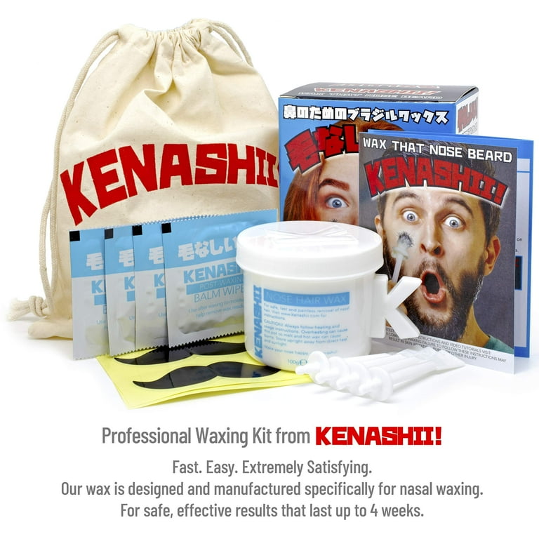 Nose Wax Kit 100 g Wax 24 Applicators. The Original and Best Nose Hair Removal Kit from Kenashii. Nose Waxing For Men and Women. 12 Applications 12