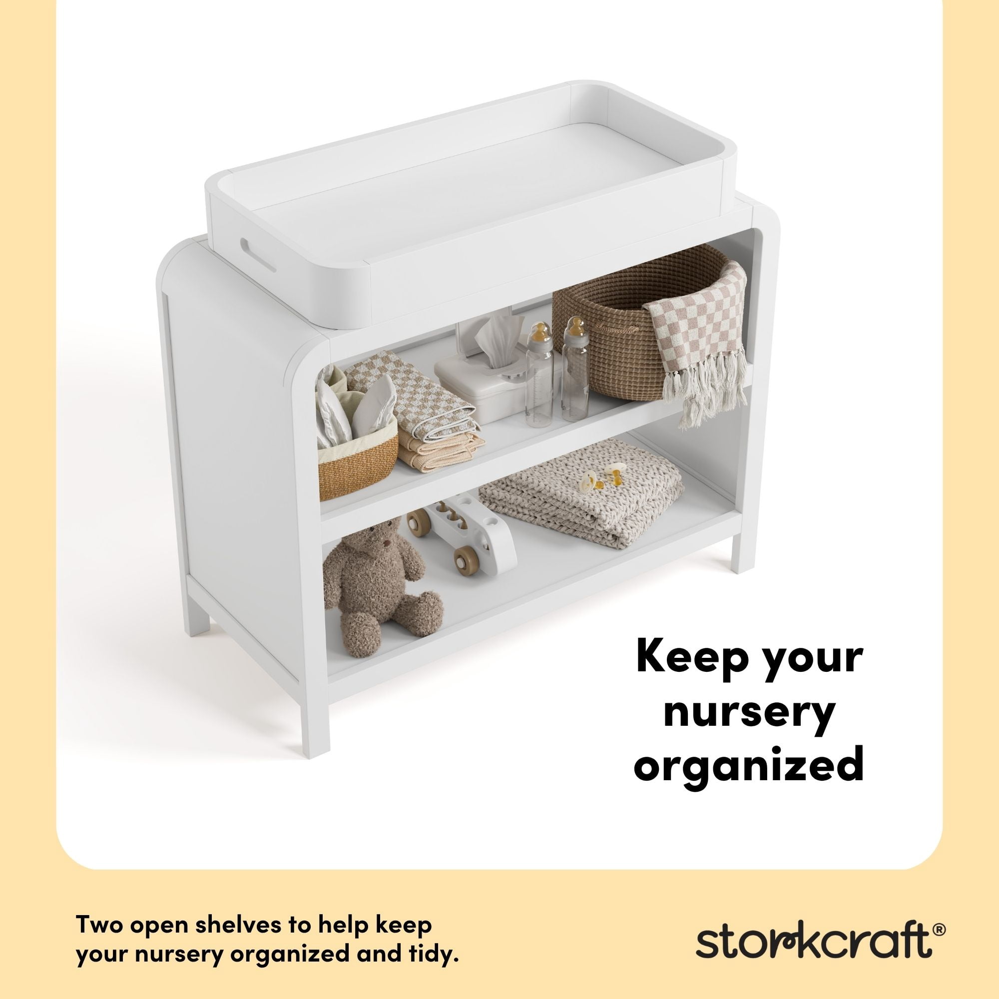 Storkcraft Santos Changing Table with Removable Infant Changing Table Topper, White