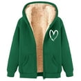 thumbnail image 4 of Cnbwig Women's Graphic Hoodies Solid Color Zip Up Hoodie Letter Print Winter Jacket with Pocket Thick Warm for Outdoor Sports Streetwear Trendy Hoodies Fall Coat Green XL, 4 of 5