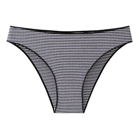 New & Trending  Women s Low Waist Briefs  Striped Cotton Underwear  Comfort Fit  Seamless Design  Daily Wear  Breathable  Soft Material  Women s Clothing Plus Size | Black L  Sopatenor