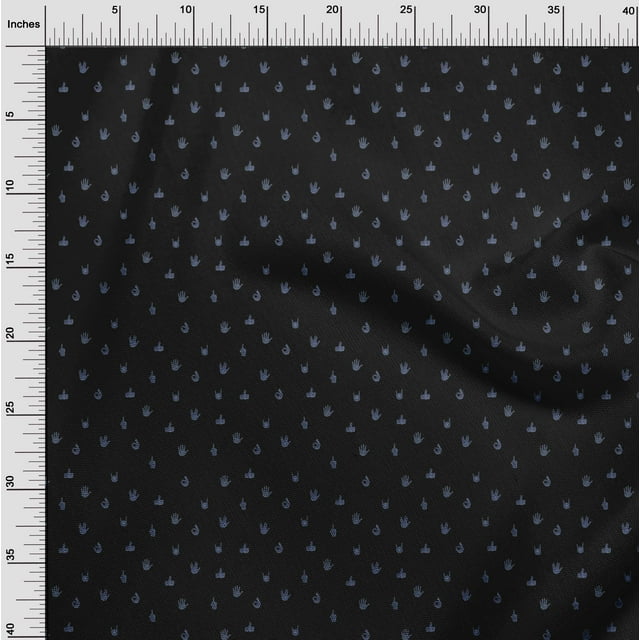oneOone Polyester Lycra Fabric Finger Sign Symbol Print Fabric BTY 56 Inch Wide