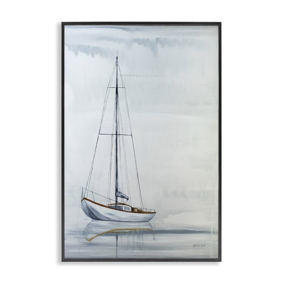 Stupell Industries Coastal Sail The Horizon Black Framed Giclee Art, 12 x 18, by Yvette St. Amant