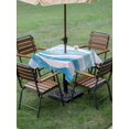 thumbnail image 5 of Square Outdoor Tablecloth with Umbrella Hole Moire Blue Ombre Outside Table Cloth Waterproof Patio Table Cover Abstract Art Waves Stripe Zipper Tablecloths for Picnic Party Camping 60x60 Inch, 5 of 8