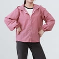thumbnail image 2 of Women's Lightweight Hooded Jacket Long Sleeve Zip Up Breathable Solid Color Outerwear with Pockets Pink XL(XL), 2 of 7