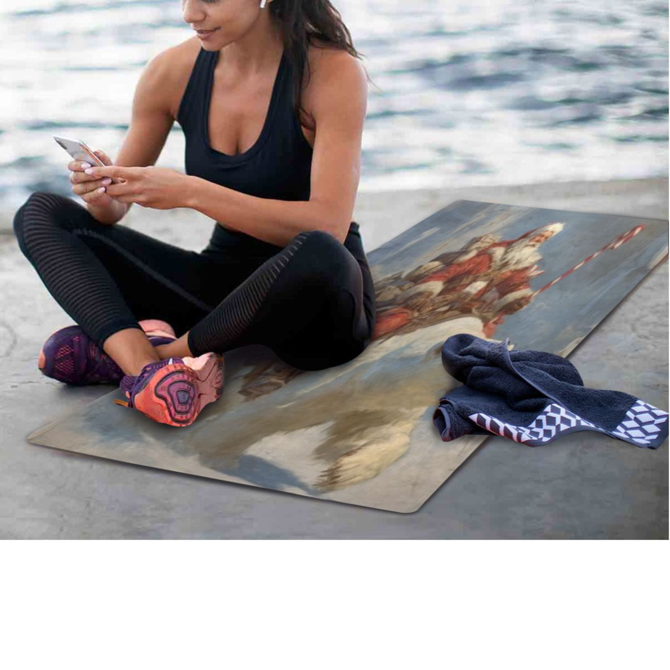 BZSMCE Yoga Mat Women Fitness Mat Santa Polar Bear Pattern