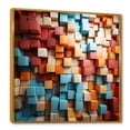 thumbnail image 2 of Designart "Abstract Cubes in Blue and Red I" Abstract Framed Wall Art - Blue Abstract Cubism Hallway Framed Wall Art Decor, 2 of 6