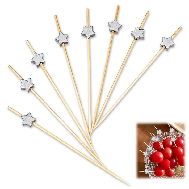 Palillos encantadores para cócteles con punta de plátano, diseño fácil de usar para ensartar alimentos sin esfuerzo, 100 unidades de elegantes palitos de bambú ideales para accesorios de fiesta y