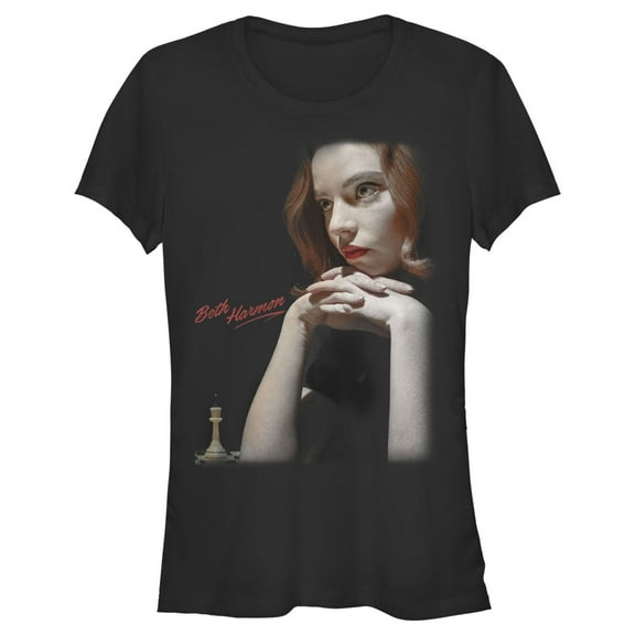 Junior's The Queen's Gambit Beth Thinking  Graphic Tee Black X Large