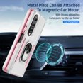 thumbnail image 5 of Nalacover Military Grade Heavy Duty Case for Samsung Galaxy Z Fold4, Rugged Rotated Ring Holder Kickstand Bracket Cover with Magnetic Car Mount Soft TPU Shockproof Lens Protective Case, White/Pink, 5 of 9