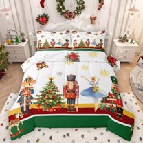 Homewish Kids Children Kawaii Ballet Girl Full Size Comforter Sets 3-Piece,Xmas Christmas Nutcracker Bedding Comforter Set,Happy New Year Lightweight Bedding Sets,Lightweight Room Decor,Reversible