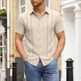 thumbnail image 2 of IWRICH Mens Cuban Guayabera Shirt Short Sleeve Button down Shirts Summer Beach Vacation Shirts Beige S, 2 of 4