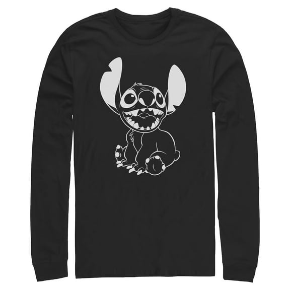 Mens Lilo & Stitch Negative Black and White Long Sleeve Shirt