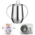 thumbnail image 1 of CNKOO 10 Oz Stainless Steel Sippy Cup, Double Wall Vacuum Insulated Sippy Tumble with Handle for Water and Milk (Silver), 1 of 7