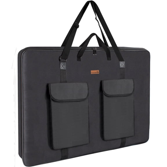 TreochtFUN Hard Side Art Portfolio Case 24 X 36, Heavy Duty Art Carrying Bag With Metal Rigid Frame,Sturdy Fabric For Artwork,Photography,Canvas,Boards,Screen Monitors (Black)