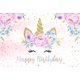 thumbnail image 1 of Fondo de fotografía de unicornio para niña, decoración de fiesta de cumpleaños, arcoíris, Floral, Princesa, foto de fondo, pancarta de cumpleaños para Baby Shower, 1 of 4
